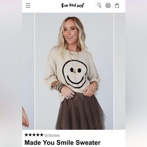 Three Bird Nest Cream & Black Smiley Knit Sweater